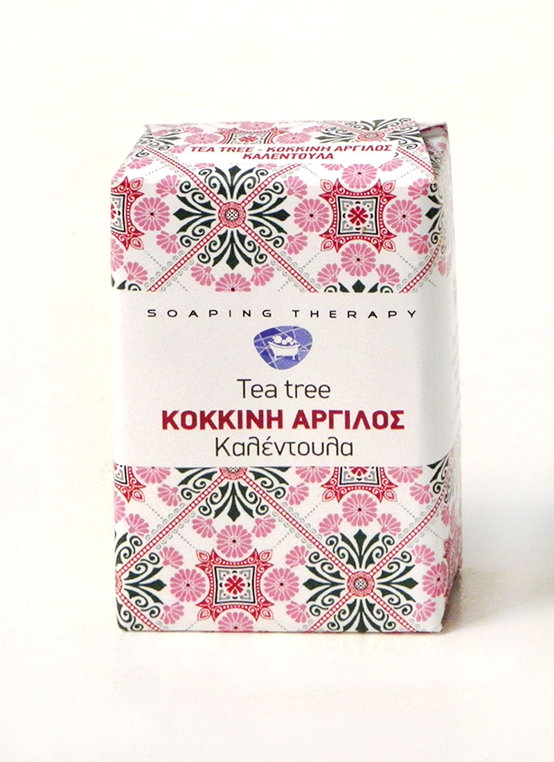 Κοκινος-Αργιλος-Soap-Greek tea tree κόκκινη άργιλος καλεντούλα